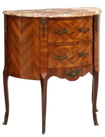 Appraisal: Petite French Louis XV style matched veneer commode th c