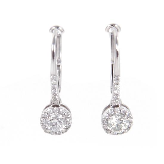 Appraisal: Pair diamond earrings ctw round brilliant center diamonds color F-I