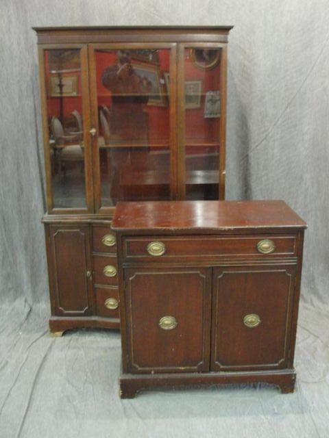 Appraisal: Mahogany China Cabinet and Small Server As is From a