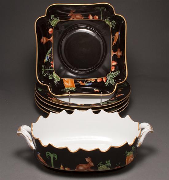 Appraisal: Tiffany Co Black Shoulder porcelain dinnerware Limoges comprising four dinner