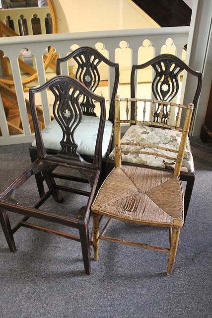 Appraisal: THREE TH CENTURY SPLAT BACK DINING CHAIRS each with Prince