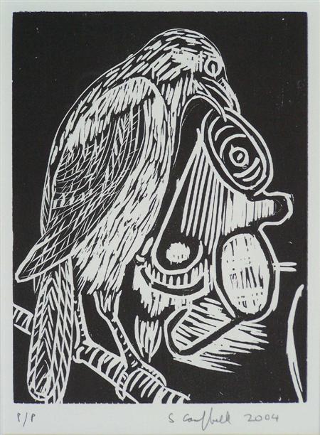 Appraisal: STEVEN CAMPBELL SCOTTISH - STUDY OF A KLEPTOMANIAC Woodcut artist's