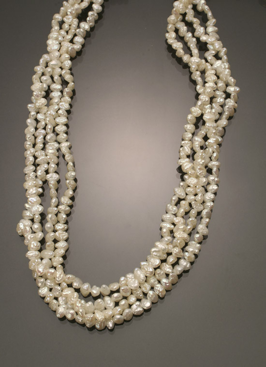 Appraisal: Choker Length -Karat Yellow-Gold Four-Strand Freshwater Pearl Necklace Designed by