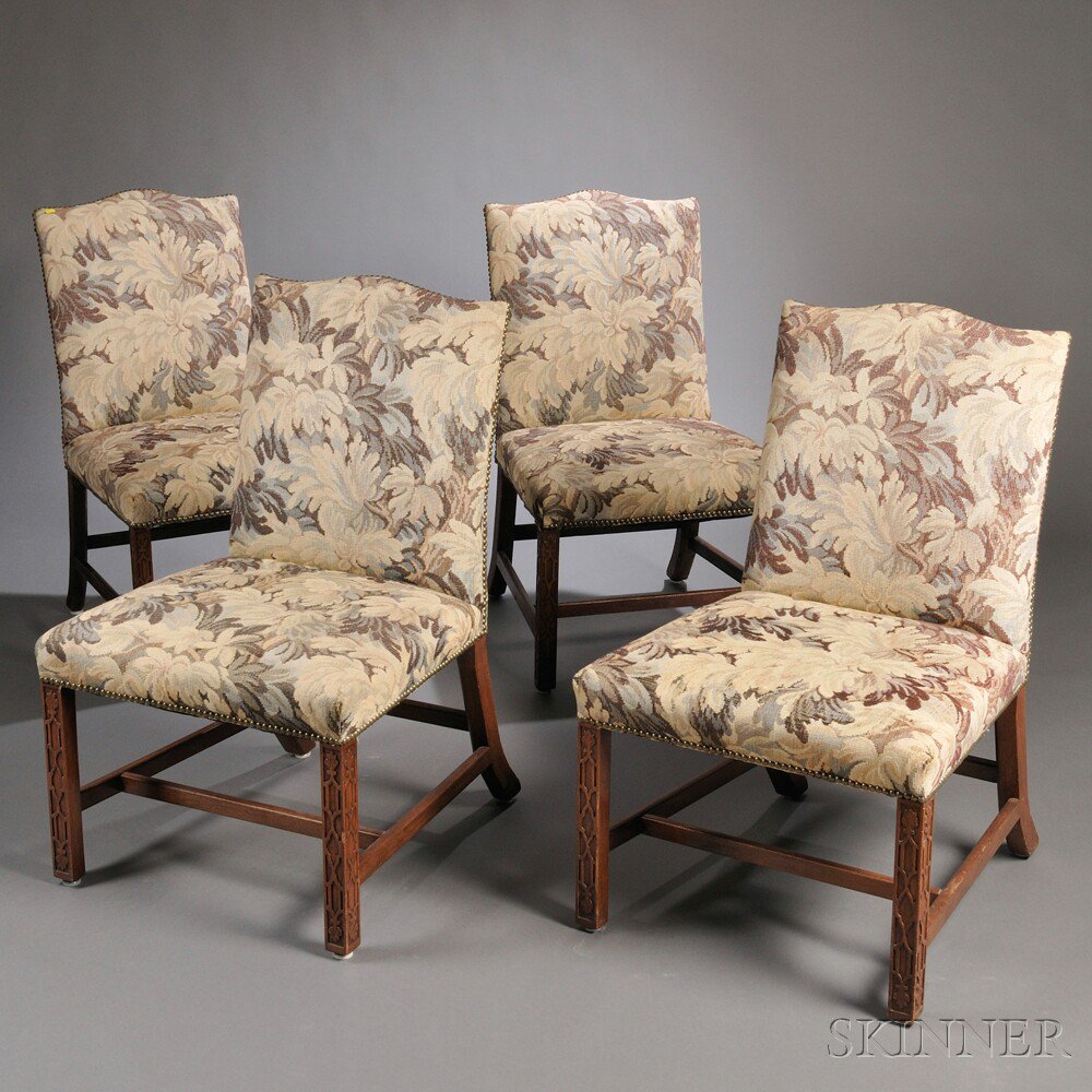 Appraisal: Matched Set of Four Georgian-style Upholstered Dining Chairs each with