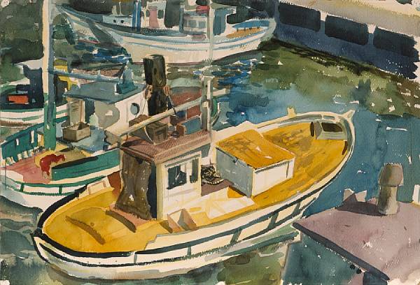 Appraisal: n a Maurice Logan - Yellow Boat unsigned watercolor on