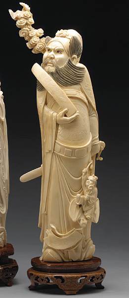 Appraisal: A large ivory carving of Zhong Kui th Century The