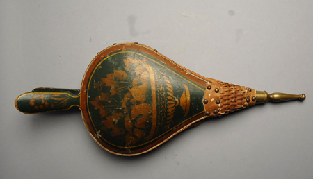 Appraisal: An Early Wood Leather and Brass Bellows the sides painted