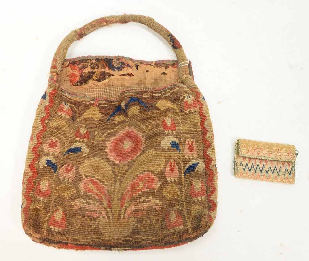 Appraisal: Two Needlework Pieces to include purse or sweet bag having