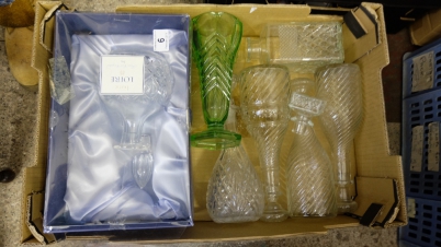 Appraisal: A collection of various glassware to include vases decanters etc