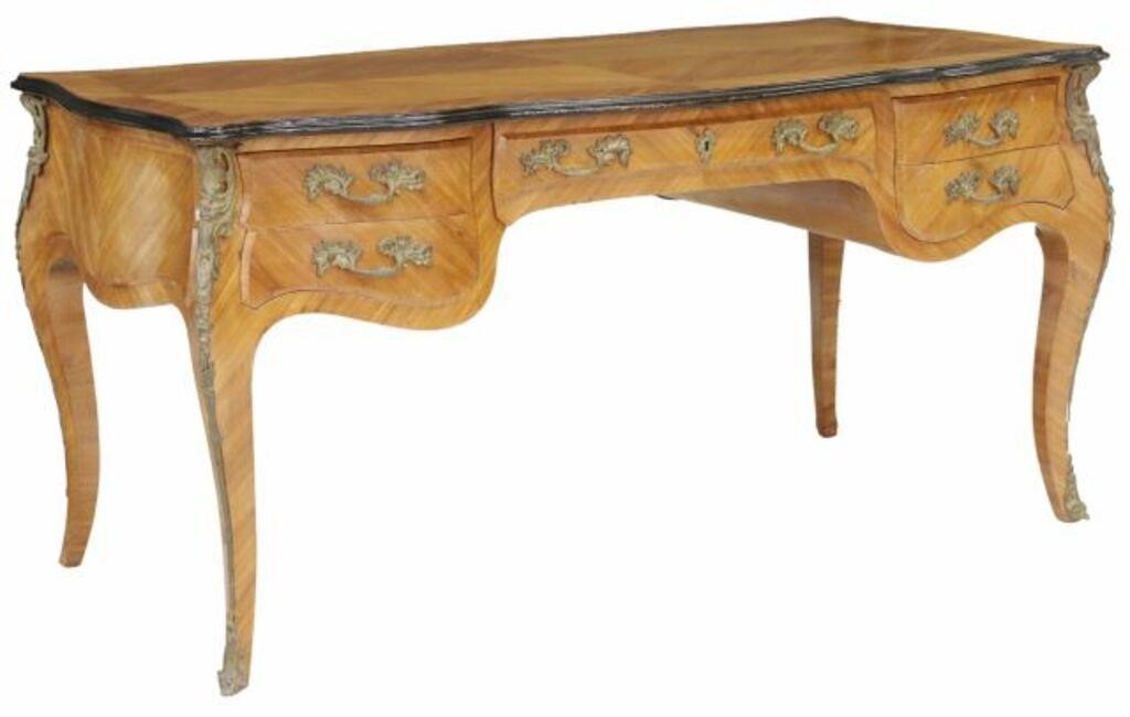 Appraisal: Louis XV style mahogany writing desk th c matched veneer