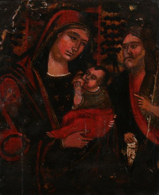 Appraisal: SPANISH SCHOOL th th century HOLY FAMILY oil on panel