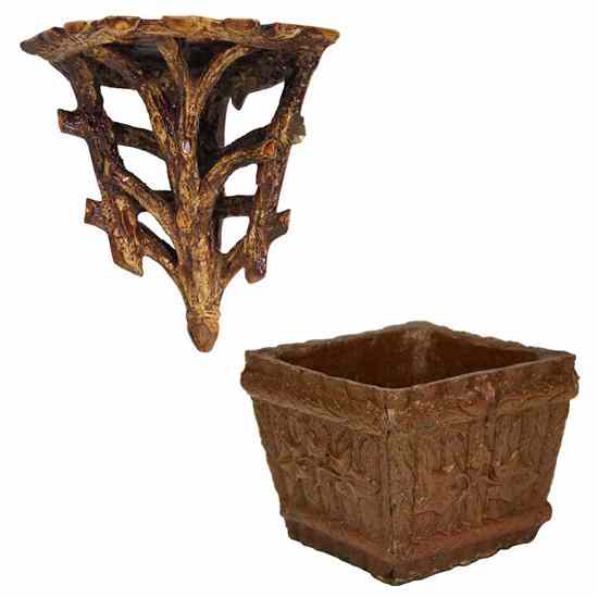 Appraisal: An English Faux Bois Stoneware Jardiniere circa having tapering sides