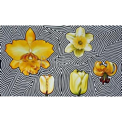 Appraisal: Lowell Nesbitt American - Five Yellow Electric Flowers Oil on