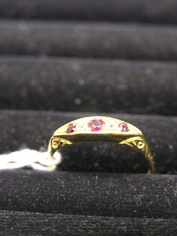 Appraisal: An ct gold ring set with two diamond points and