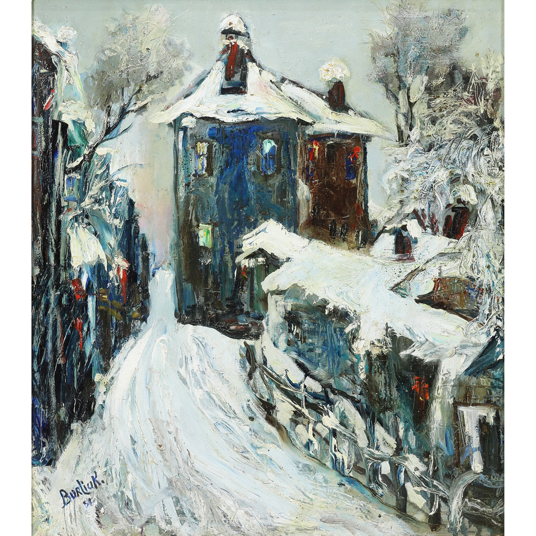 Appraisal: PAINTING DAVID BURLIUK David Burliuk Ukrainian - Winter Landscape oil