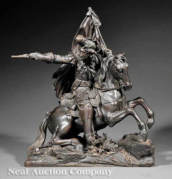 Appraisal: A French Bronze Sculpture of a Cavalier on a Horse