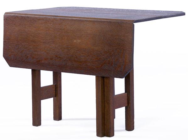 Appraisal: GUSTAV STICKLEY Drop-leaf gate-leg table Signed on lower stretcher x