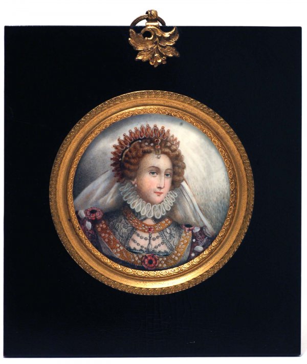 Appraisal: Miniature portrait on ivory Unsigned Per consignor subject is Queen