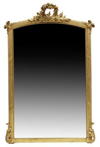 Appraisal: French Louis XVI style giltwood mirror th c having floral