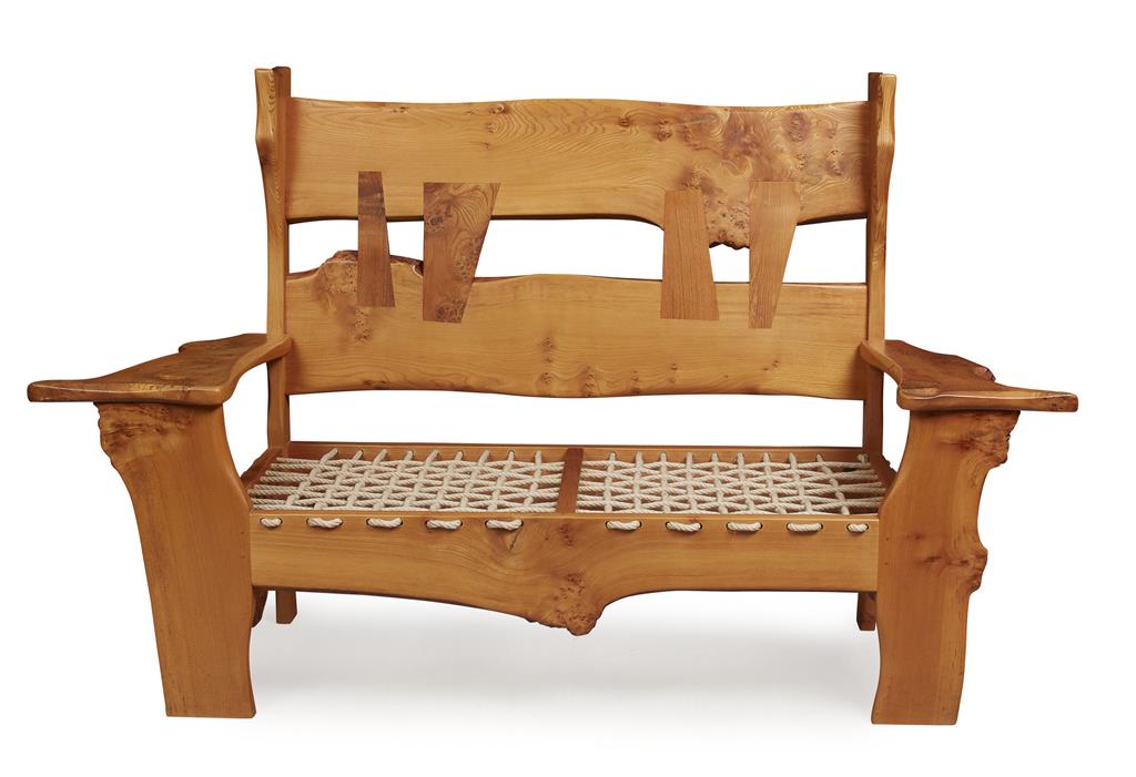 Appraisal: TIM STEAD - ELMWOOD SETTEE LATE TH CENTURY the broad