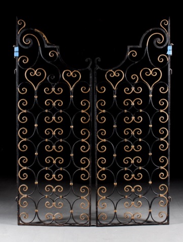 Appraisal: Pair of Spanish Colonial style wrought iron gates th century