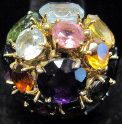 Appraisal: karat yellow gold multi gem set cluster ring Bombe setting