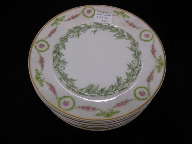 Appraisal: Limoges Porcelain Salad Plates diameter garland design