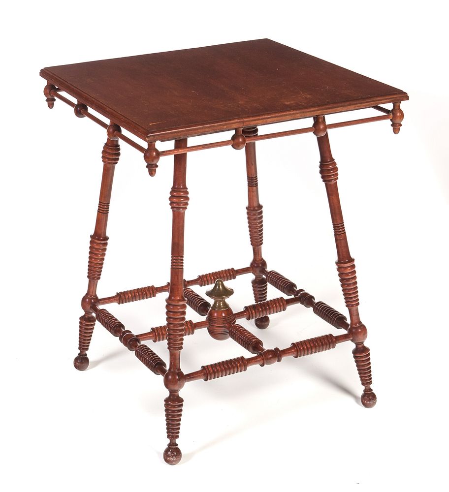 Appraisal: Cherry Victorian Stick and Ball Parlor Lamp Table Cherry Victorian