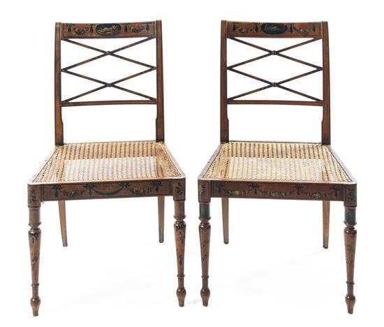 Appraisal: Sale Lot A Pair of Edwardian Satinwood Side Chairs each