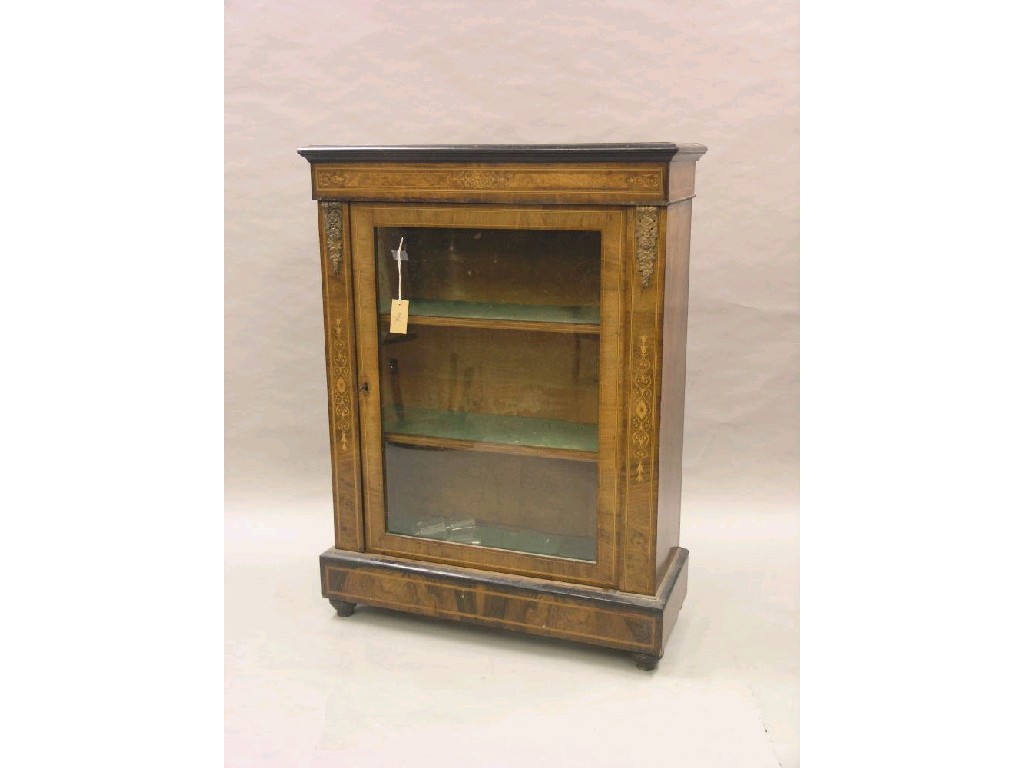 Appraisal: A Victorian inlaid walnut display cabinet with ormolu mounts single