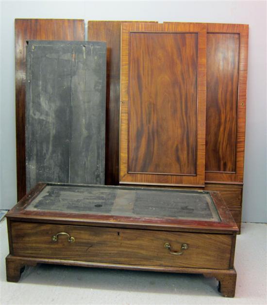 Appraisal: George III mahogany linen press converted to a wardrobe on