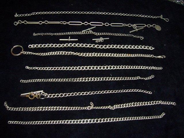 Appraisal: Sundry silver watch chains and part watch chains