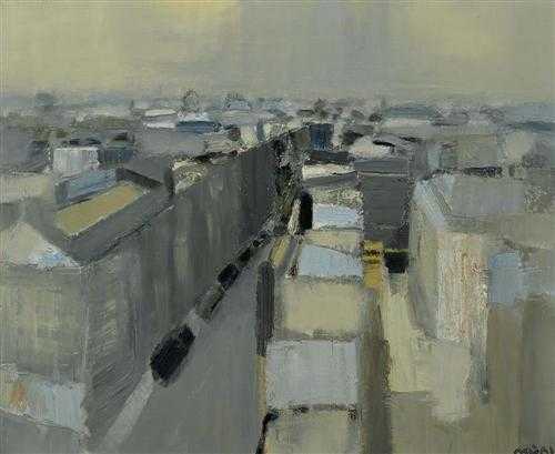 Appraisal: M HL ROGER Strasbourg - View of a city Oil