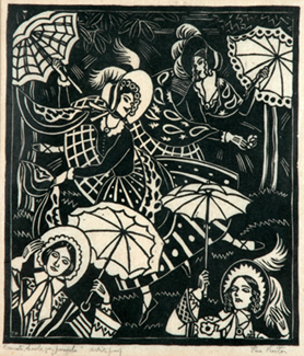 Appraisal: Thea Proctor - Bonnets Shawls Gay Parasols woodblock A P