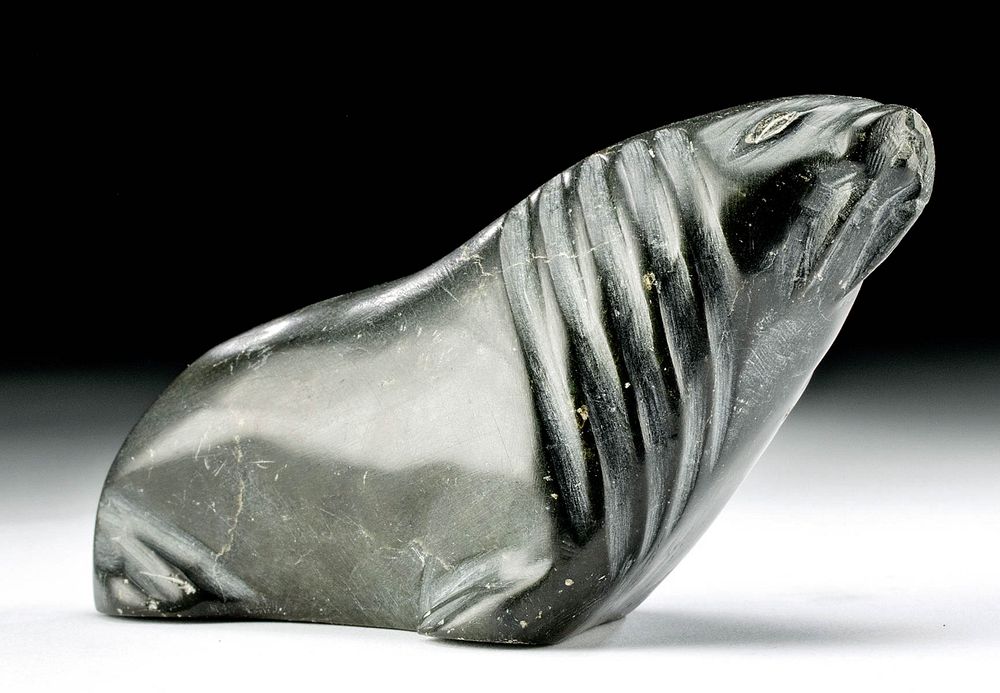 Appraisal: th C Inuit Soapstone Carving of Walrus First Nations Native