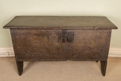 Appraisal: A th Century six-plank oak coffer with hinged top cm