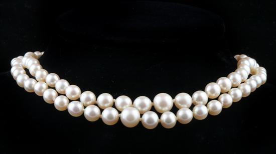 Appraisal: DOUBLE-STRAND CULTURED PEARL CHOKER By Mikimoto pearls graduating from to