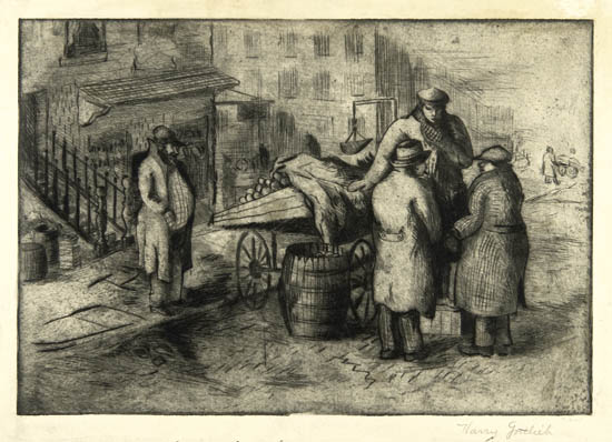 Appraisal: HARRY GOTTLIEB Two etchings with drypoint Construction Workers x mm