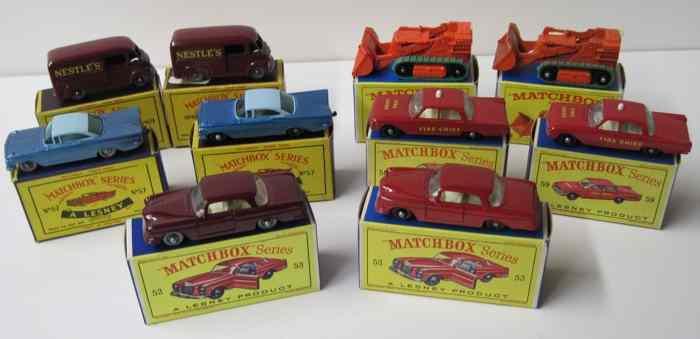 Appraisal: TEN MATCHBOX TOY VEHICLES including two each of numbers Mercedes-Benz