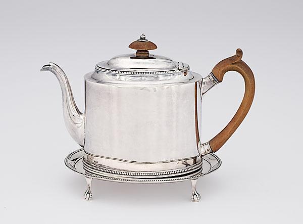 Appraisal: HESTER BATEMAN SILVER TEAPOT ON STAND English mark of Hester