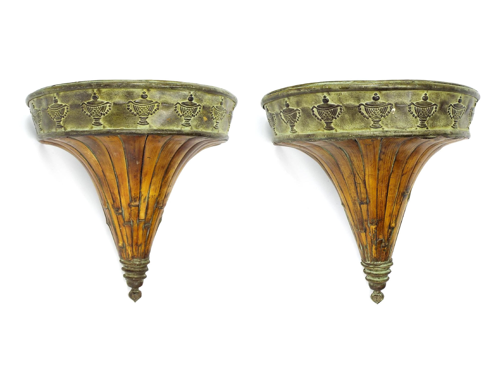 Appraisal: Interesting pair of wall brackets with a band of campagna