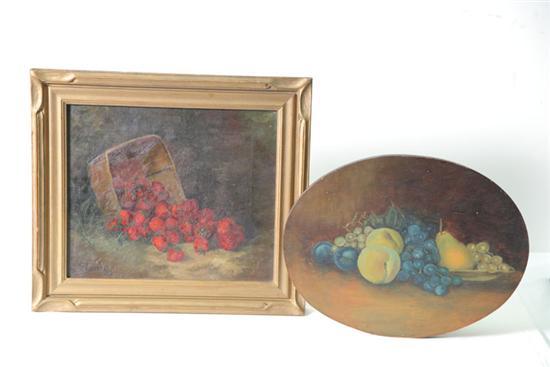 Appraisal: TWO FRAMED STILL LIFES An oil on canvas painting of