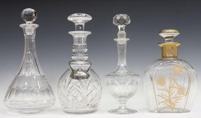 Appraisal: lot of Crystal decanters each unmarked including parcel gilt molded