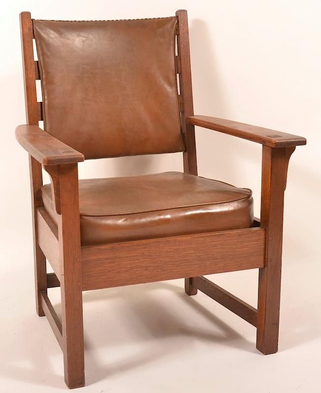 Appraisal: Arts and Crafts Oak Armchair Arts and Crafts Oak Armchair