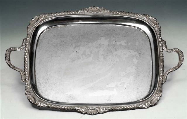 Appraisal: A SILVER BUTLERS TRAY rectangular with shell and foliate scroll