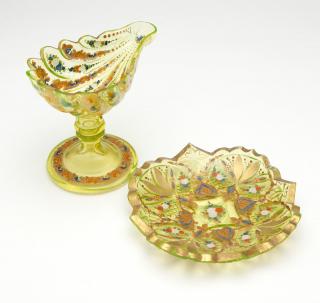 Appraisal: Persian market Bohemian uranium glass dishes Late th early th