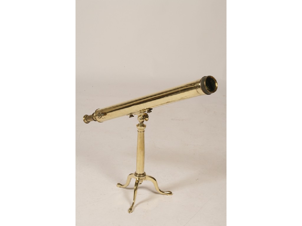 Appraisal: A GEORGE III BRASS CASED TABLE TELESCOPE the cylindrical body