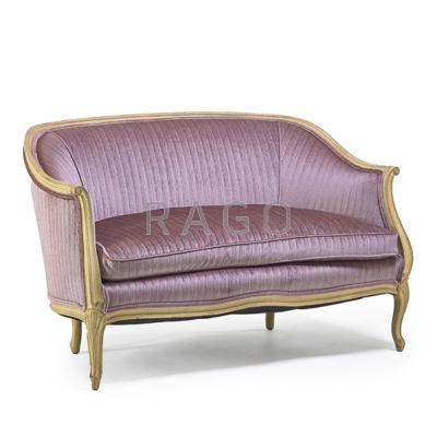 Appraisal: LOUIS XV STYLE SOFA Loose cushion with painted frame th