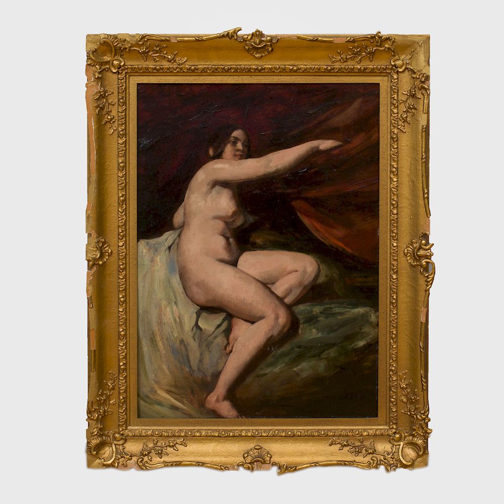 Appraisal: Attributed to William Etty - Female Nude Seated Oil on