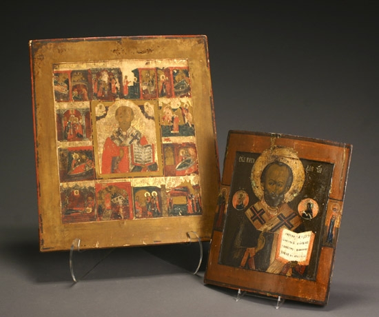 Appraisal: Five Russian and Greek Icons th Century The first three